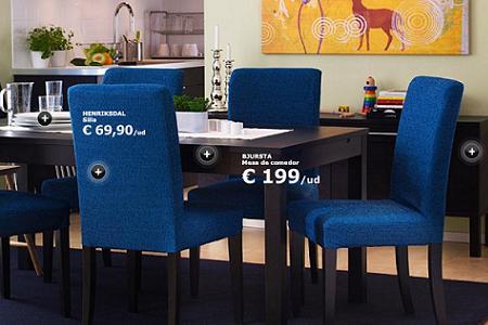 Trampas Permiso rango Comedor de Ikea, con mesa cuadrada de madera (extensible!!) y sillas  tapizadas en azul