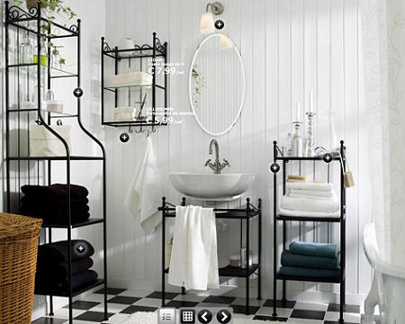 Otro ejemplo de baño rústico de Ikea, con muebles de hierro forjado